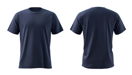 Navy blue t-shirt, front and back views,  mockup