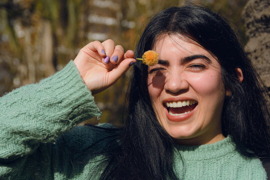 portrait of a young Venezuelan woman outdoors