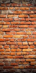 Aged Brick Wall Panorama Featuring Old Red Masonry Surface with Rustic Texture and Grunge Patterns