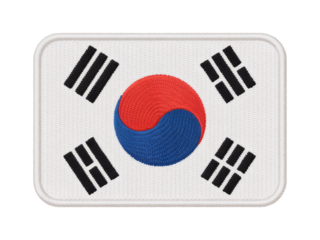 South Korea flag presented as an embroidered patch