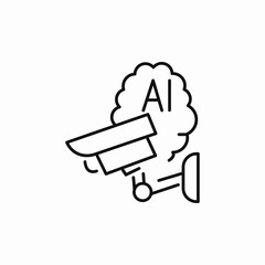 cctv ai brain icon sign vector