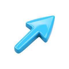 Glossy blue arrow icon isolated on transparent white background, clipping path