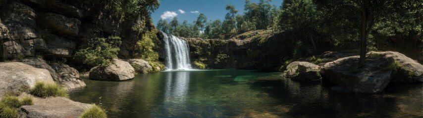 Obraz premium Breathtaking waterfall view nature scene hdr 360 degrees hdri
