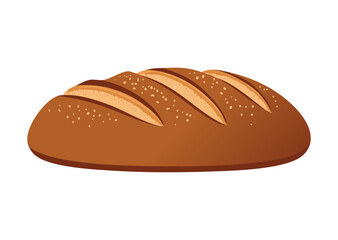 Classic Baked Dark Bread Loaf - Vector Illustration