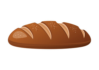 Traditional Dark Brown Bread Loaf - Vector Illustration