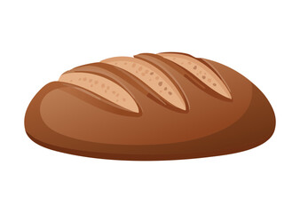 Appetizing Dark Brown Bread Loaf - Vector Illustration
