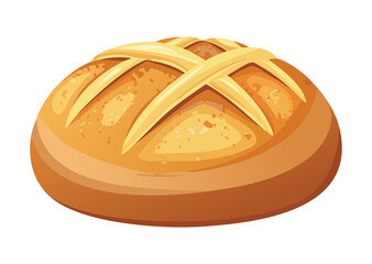 Fresh Baked Bread with Simple Cross Design - Vector Illustration