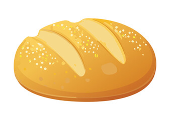 Golden Baked Loaf with Grains and Parallel Slashes - Vector Illustration