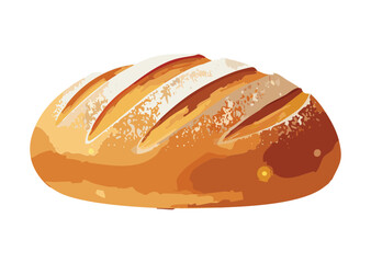 Golden Baked Long Loaf with Grains and Slashes - Vector Illustration