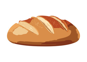 Golden Baked Long Loaf with Parallel Slashes - Vector Illustration