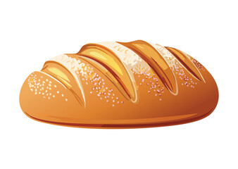 Golden Baked Round Loaf with Parallel Slashes - Vector Illustration