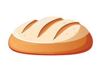 Golden Baked Round Loaf with Single Slash - Vector Illustration