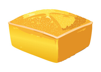 Simple Golden Yellow Pound Cake Loaf Dessert - Vector Illustration