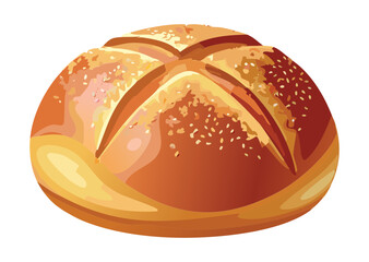 Artisan Loaf with Unique Scoring Pattern - Vector Illustration