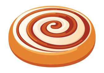 Sweet Swirled Cinnamon Roll with Reddish Hue - Vector Illustration