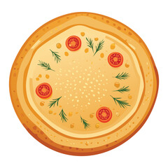 Golden Flatbread with Yellow Topping and Dill - Vector Illustration