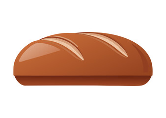 Plain Rustic Baked Bread Loaf for Slicing - Vector Illustration