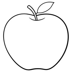 Apple Outline with Leaf – Minimal White Art Vector