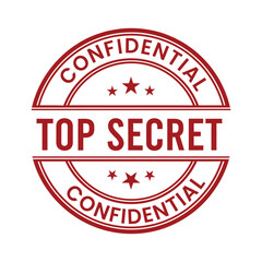 Red circular stamp with top secret and confidential text vector