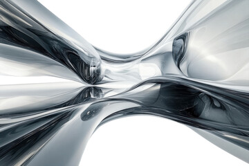 Obraz premium Chrome Abstract Sculpture Art Modern Curves Fluid Metallic Shapes Smooth Surface Silver Design