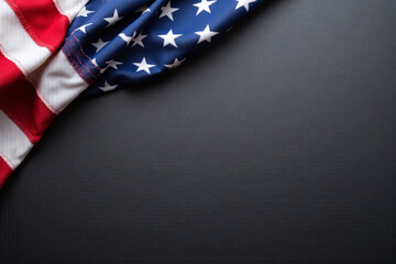 american flag on a black background with space for text