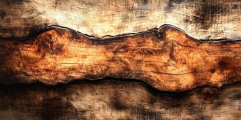 Close-up of a rustic wooden texture showcasing natural grain patterns and rich earthy tones