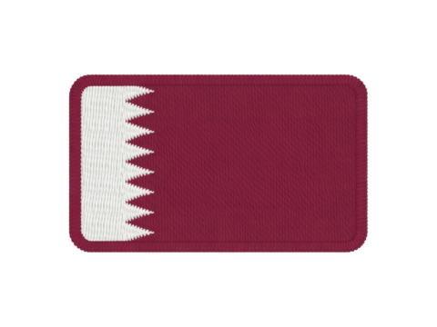 Qatar flag emblem on a patch conveys patriotism and national identity.