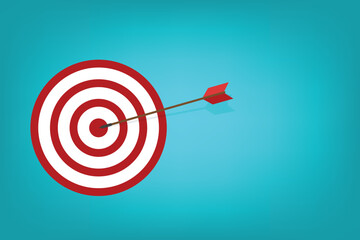 Arrow hits the target center. Business challenge failure and success concept