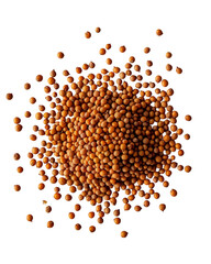 Mustard seeds scattered on black background