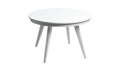 Modern round white coffee table for various settings.