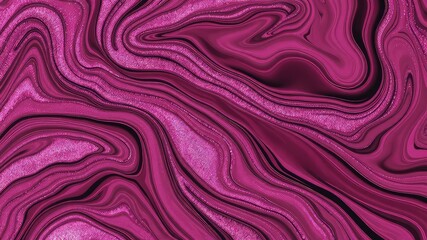 Glittering Layers of Fuchsia and Dark Tones Creating an Elegant and Modern Abstract Background with Beautiful Swirls and Marble Like Textures