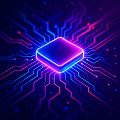 electronic circuit board. Futuristic Holographic Chip Interface on Glass Control Surface