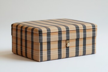 Checkered Pattern Box Stylish Storage Solution Patterned Decor Vintage Treasure Chest Decorative