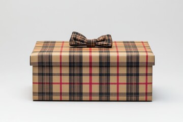 Plaid Gift Box with Bowtie Stylish Present Festive Celebration Special Occasion Surprise Elegant