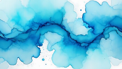 Obraz premium Abstract watercolor painting featuring shades of blue creating a flowing and organic composition