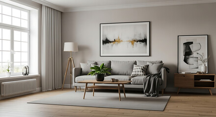 Modern Living Room Interior Design Neutral Tones and Minimalist Decor