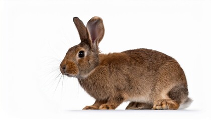 Fototapeta premium pretty brown rabbit seen from the side isolated on a white background