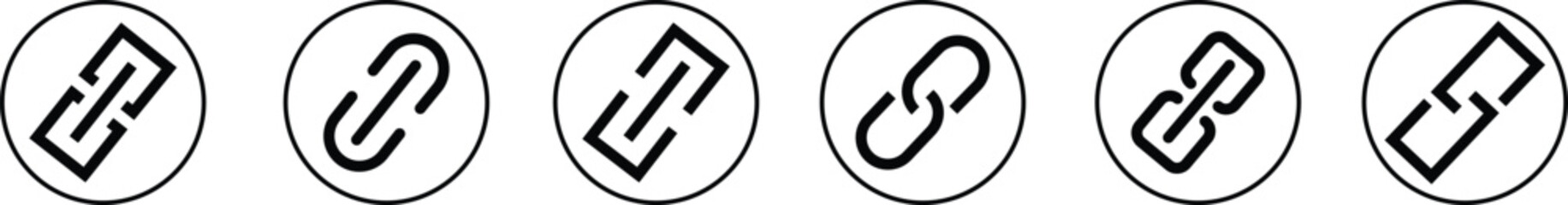 Attachment link icon set, Internet URL webpage url link vector. Chain, link symbol collection isolated on transparent background, Paperclip Hyperlink Icon. link From contact and communication device.