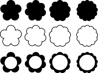 Circle and scalloped frames. oval and square scalloped frames. Scallop edge shape set.  Geometric shapes with scallop and zigzag edges
