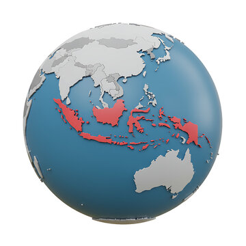 Indonesia on the Globe on transparent Background