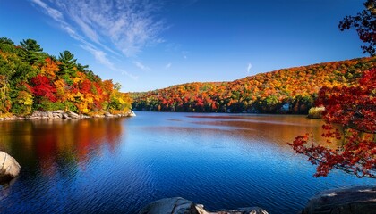 beautiful fall colors at lake minnewaska in ny taken from the loop trail