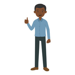 Cheerful cartoon man giving thumbs up gesture. Vector illustration for concepts like workplace success, team morale, client satisfaction, or motivational content