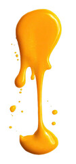 Orange liquid dripping, creating a textured, dynamic flow