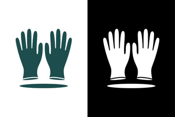 Hand-drawn glove illustration icon illustration on white and black background.