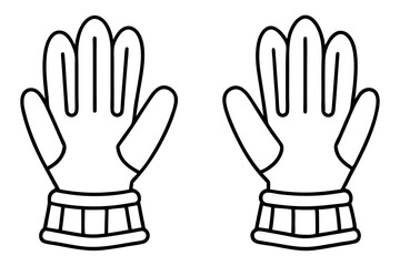 Winter Gloves Duo Minimalist Line Art Set