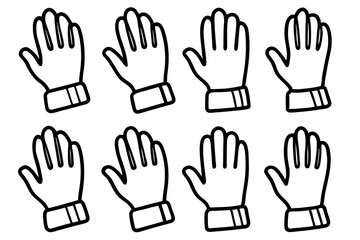 Winter Gloves Duo Minimalist Line Art Set