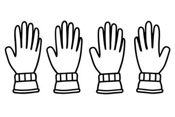 Winter Gloves Duo Minimalist Line Art Set