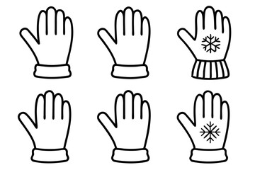 Winter Gloves Duo Minimalist Line Art Set