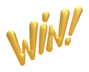  Win Golden 3D balloon lettering text.