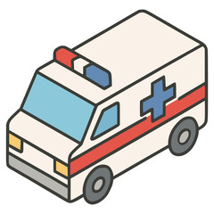 ambulance car emergency vehicle flat color vector illustration template design